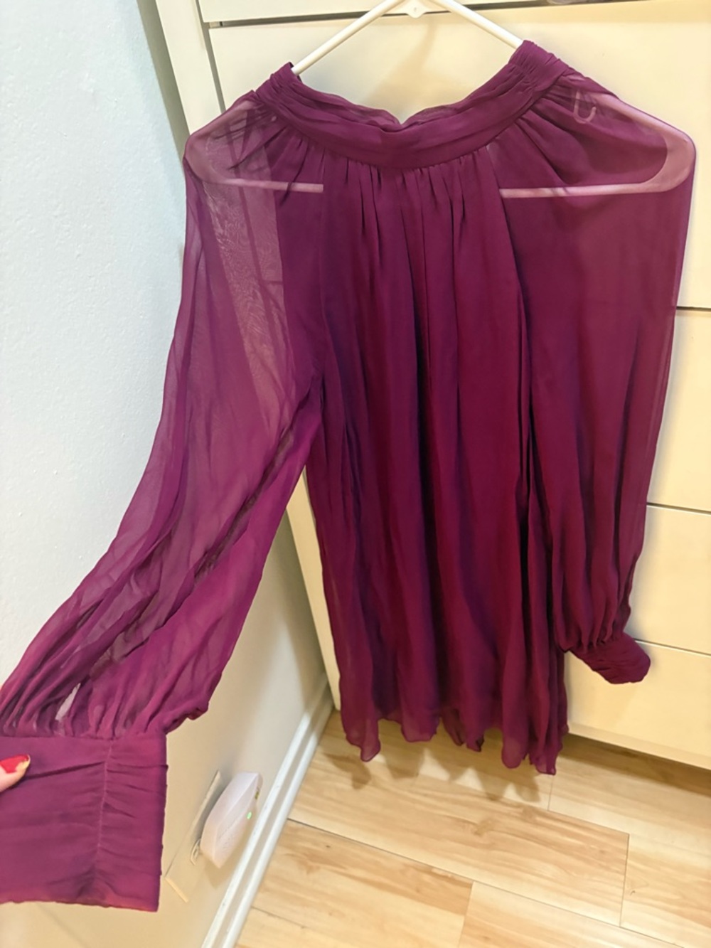 Sheer Plum Long Sleeve Dress